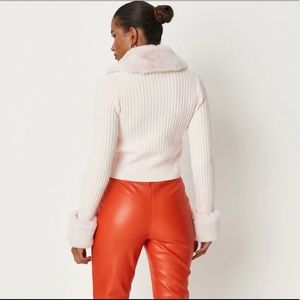 Missguided | Sweaters | Pink Rib Faux Fur Trim Knit Cardigan Missguided |  Poshmark